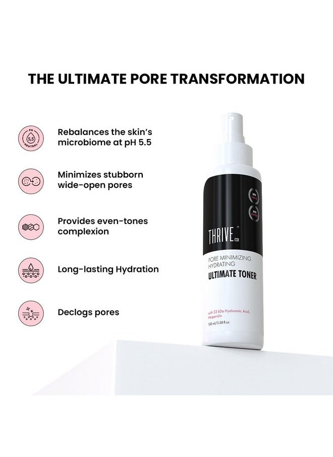 Pore-Minimizing Ultimate Toner | Clinically Proven | 36% Pore Reduction In 8 Weeks | Hydrating Face Toner For Glowing & Firm Skin | Hesperidin & Hyaluronic Acid | Men & Women | 100Ml
