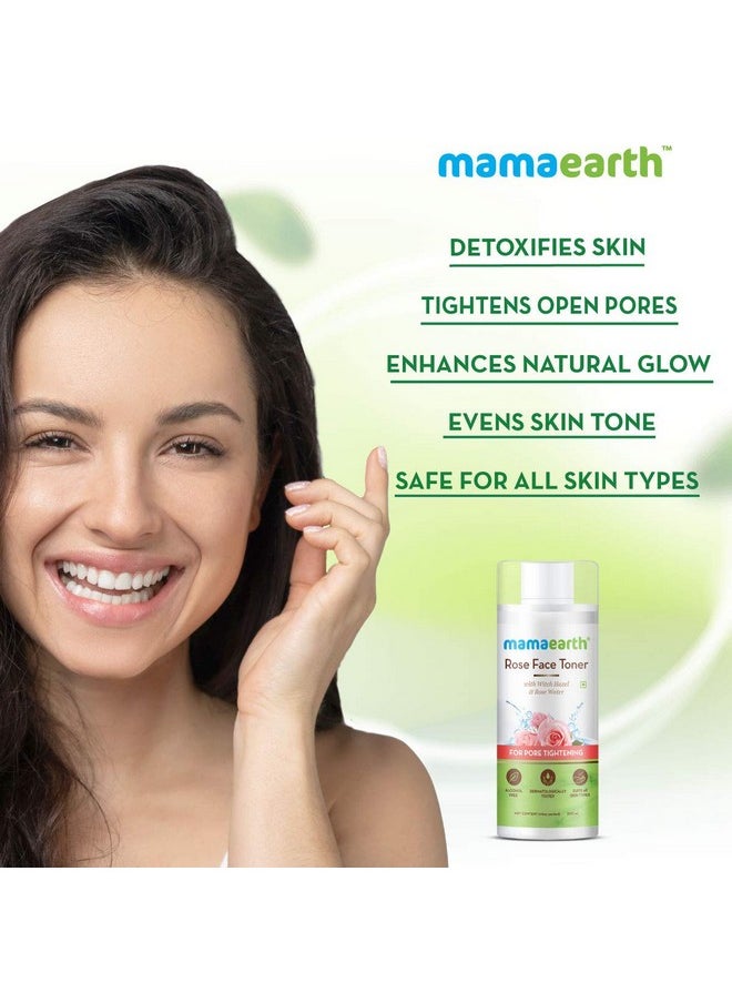 Rose Water Face Liquid Toner With Witch Hazel & Rose Water For Pore Tightening - 200Ml