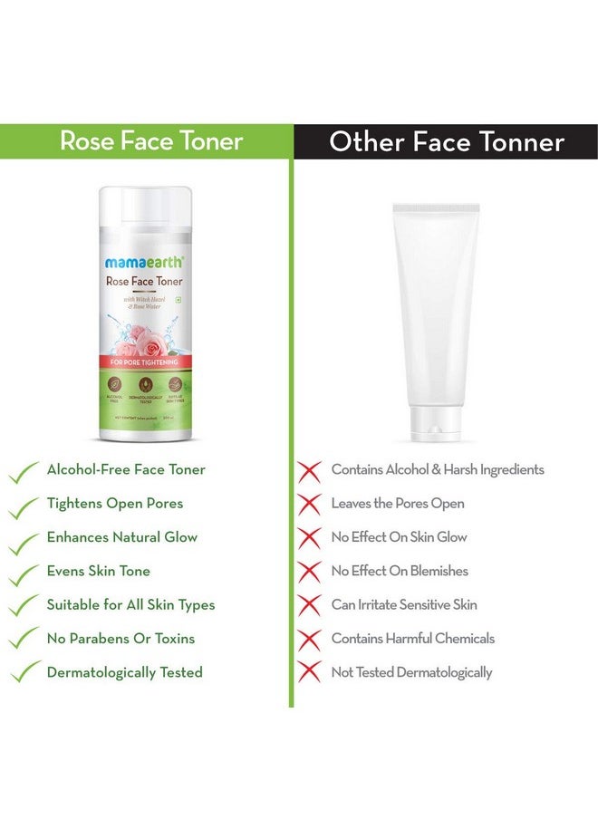 Rose Water Face Liquid Toner With Witch Hazel & Rose Water For Pore Tightening - 200Ml