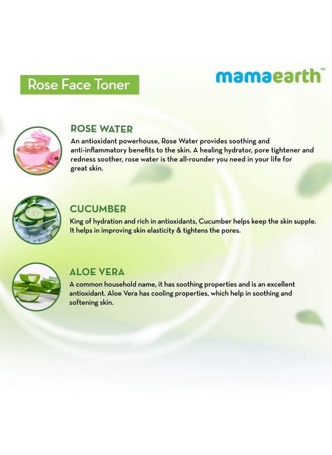 Rose Water Face Liquid Toner With Witch Hazel & Rose Water For Pore Tightening - 200Ml