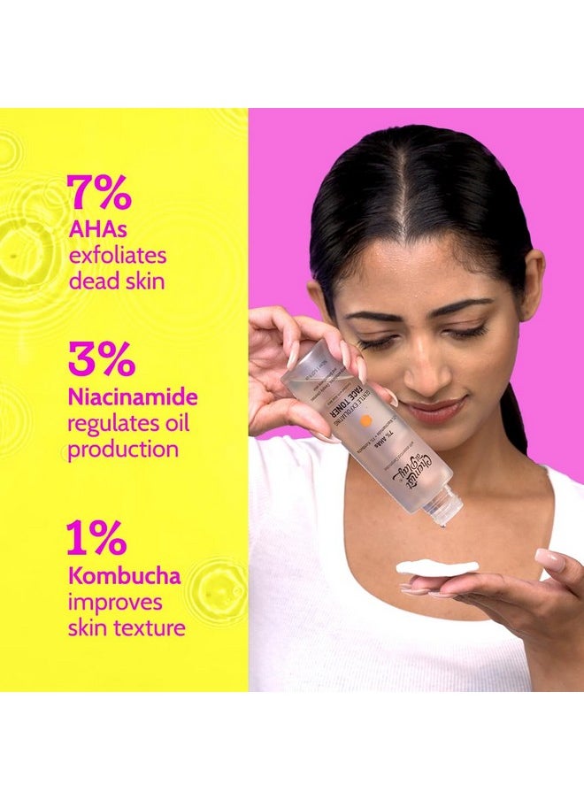 Glycolic Acid Face Toner For Gentle Exfoliation & Skin Hydration | Formulated With 7% Aha, 3% Niacinamide & 1% Kombucha | 150Ml