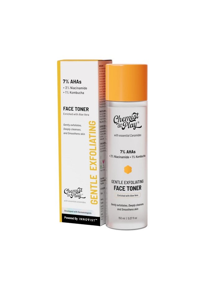Glycolic Acid Face Toner For Gentle Exfoliation & Skin Hydration | Formulated With 7% Aha, 3% Niacinamide & 1% Kombucha | 150Ml