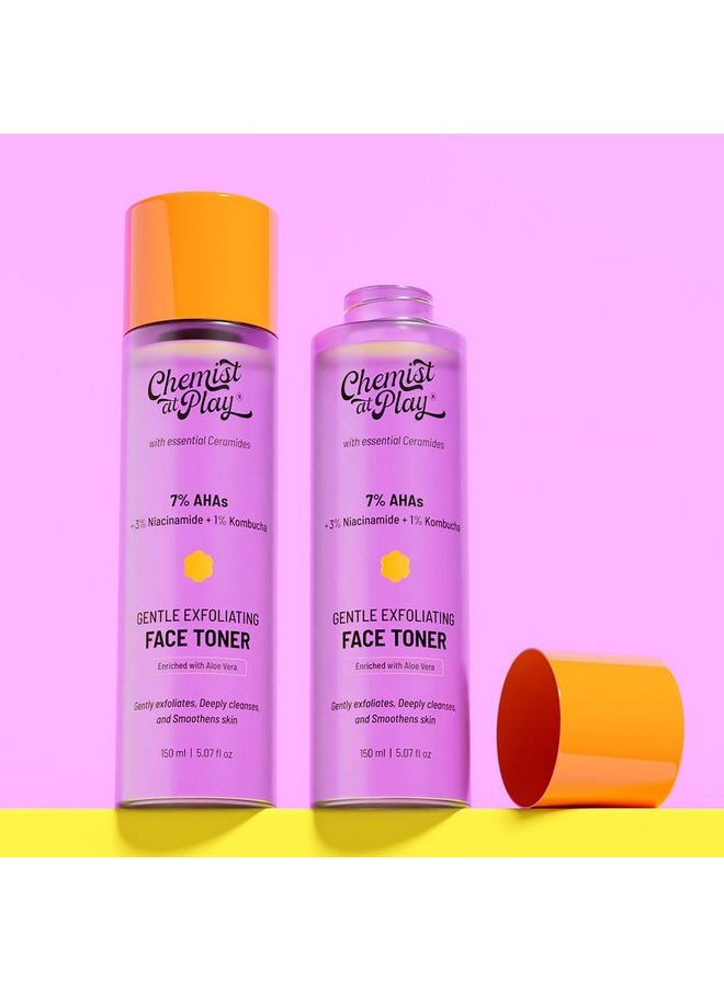 Glycolic Acid Face Toner For Gentle Exfoliation & Skin Hydration | Formulated With 7% Aha, 3% Niacinamide & 1% Kombucha | 150Ml