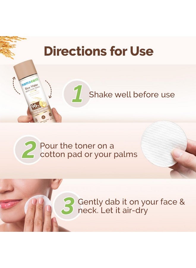 Rice Water Dewy Face Toner With Rice Water & 4% Niacinamide For Glass Skin 150Ml |Intensely Hydrates |Minimizes Pores |Even Skin Tone |Korean Rice Toner | Alcohol-Free| Suits All Skin Types
