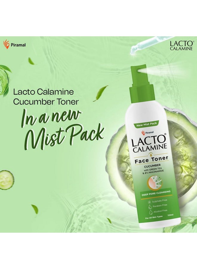 Face Toner With Cucumber | 120Ml Each-Pack Of 3 | Deep Pore Cleansing | Open Pores Tightening With Green Tea & 2% Niacinamide For Cool & Hydrated Skin | No Sulphate, Alcohol & Parabens