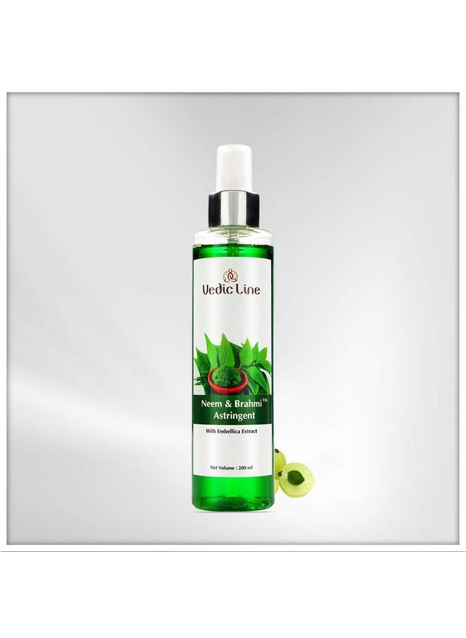 Vedicline Neem & Brahmi Astringent,Reduce Wrinkle,Acne & Dark Spots With Embellica Extract For Clear And Healthty Skin, 200Ml