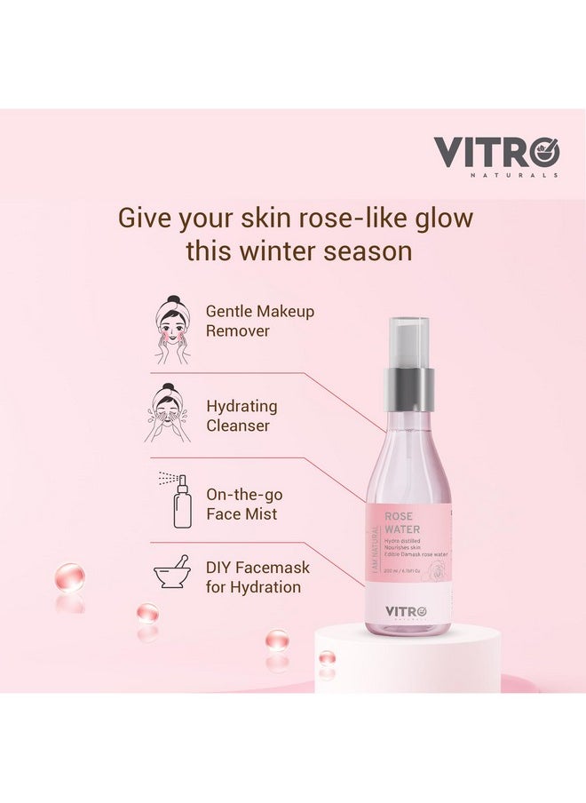 100% Natural Rose Water Face Toner | Hydrating & Alcohol-Free | Tightens Pores, Balances Ph | For All Skin Types | 200Ml