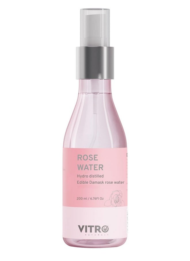100% Natural Rose Water Face Toner | Hydrating & Alcohol-Free | Tightens Pores, Balances Ph | For All Skin Types | 200Ml