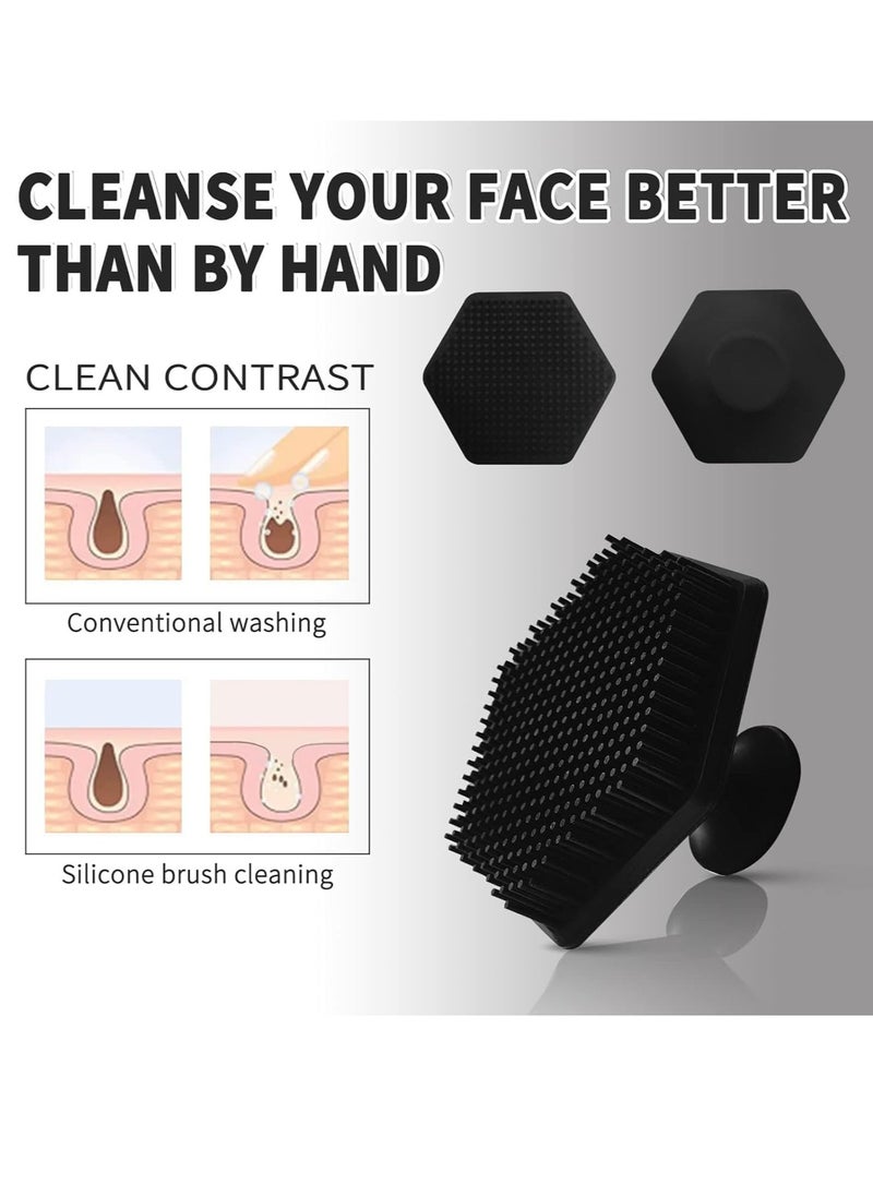 VWMYQ Face Scrubber, Silicone Face Scrubber for Men, Gentle Exfoliator Pad & Massager, Facial Cleansing/Wash Brush - Removes Dead & Dry Skin（Black）