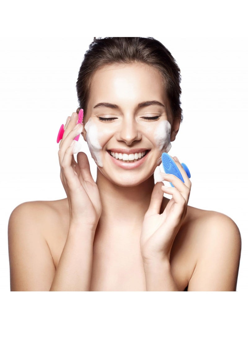 Face Scrubber, Facial Exfoliator, Face Scrub Brush, Soft Face Brush, Silicone Facial Cleansing Brush, Face Exfoliator Blackhead Acne Pore Cradle Cap Face Wash Brush for Deep Cleaning Skin Care 4 Pack