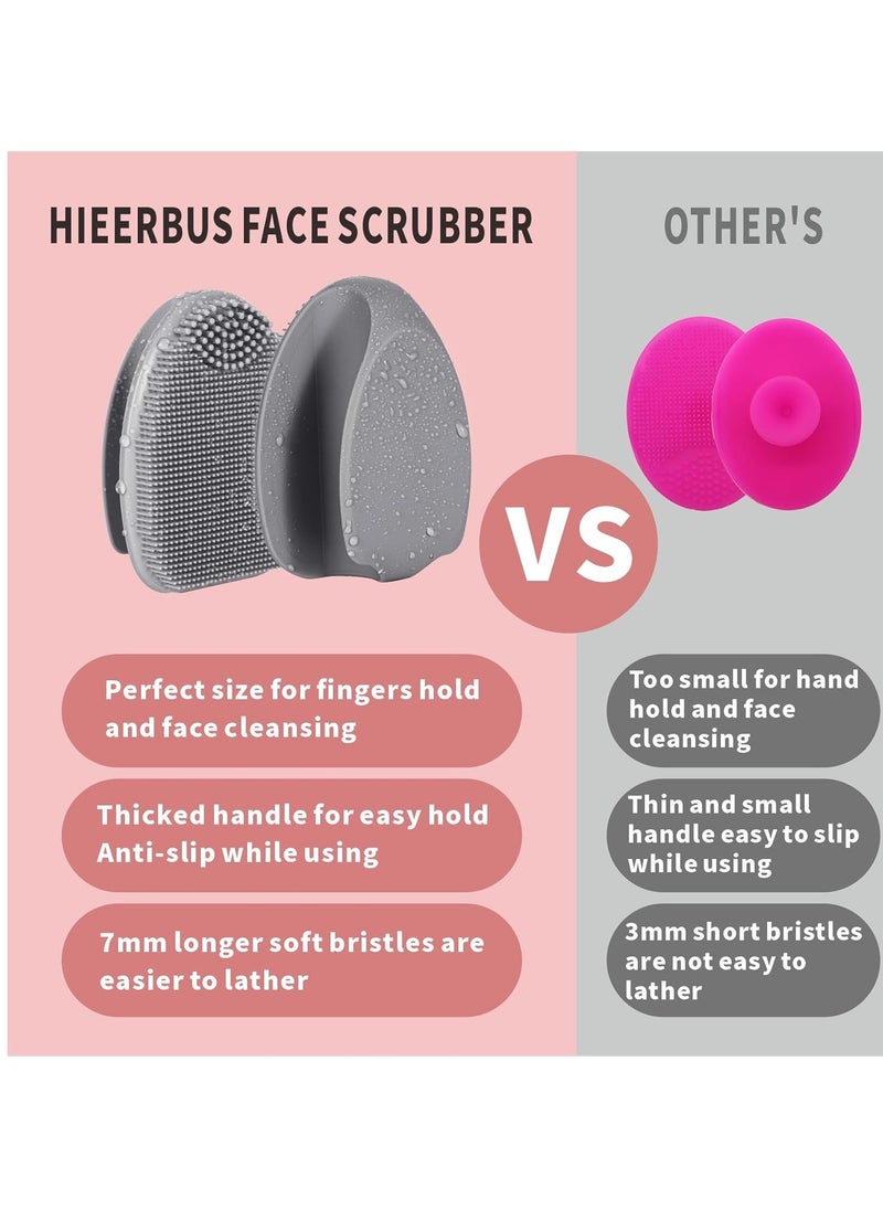 Silicone Face Scrubber,Manual Exfoliating Brush,Handheld Facial Cleansing Brush for Women Men-Blackhead Removing Pore Cleansing Massaging for Sensitive, Delicate, Dry Skin (3rd-Grey+White)