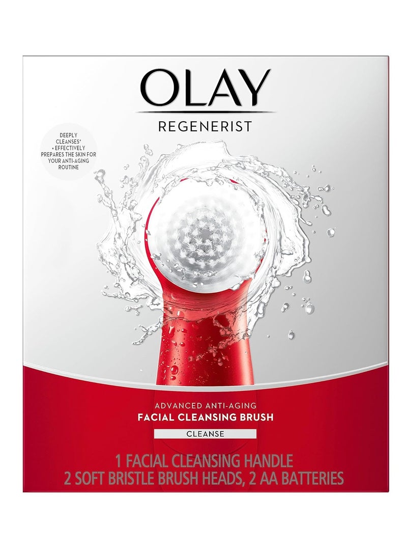 Olay Facial Cleansing Brush Regenerist, Face Exfoliator with 2 Brush Heads