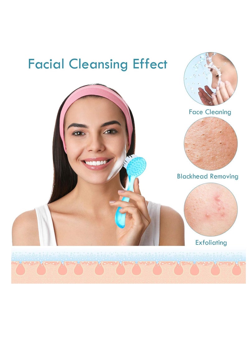3 Pieces Facial Cleansing Brush Acrylic Handle Face Scrubbers Soft Bristle Exfoliator Cleaner Brush Scrub Exfoliating Facial Brush for Face Care Makeup Skincare Removal (Pink, Purple, Blue)