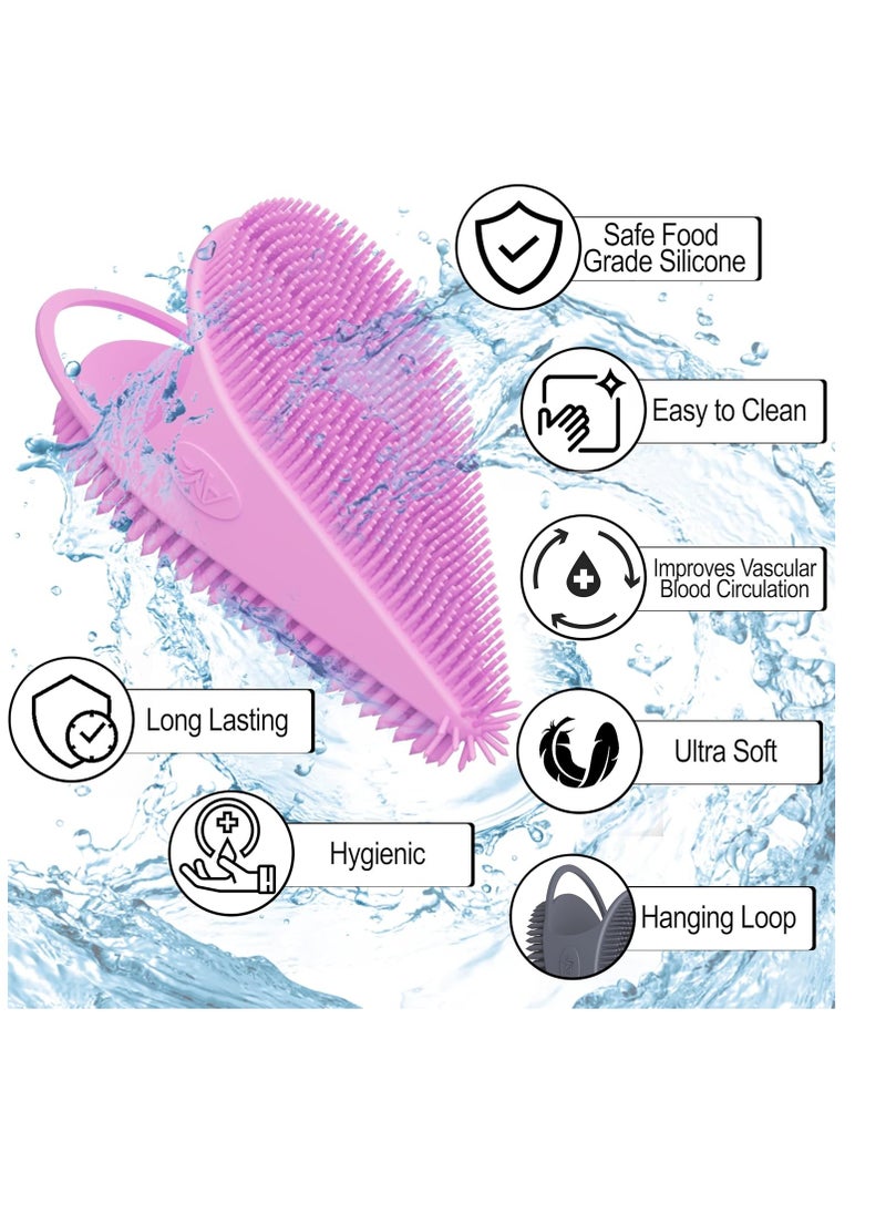 Avilana Silicone Face Scrubber- Dual Sided Manual Facial Cleansing Brush -Face Scrubber and Exfoliator- Deep Cleansing for All Skin Type (Lavender)