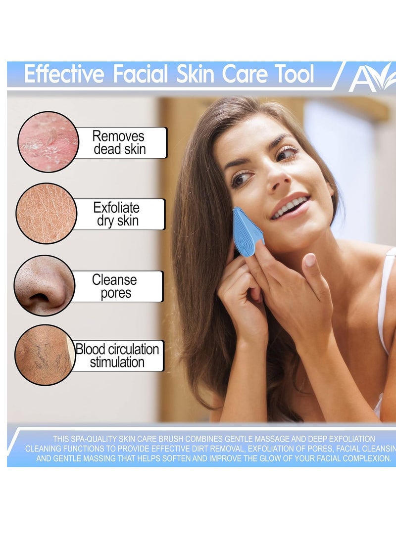 Avilana Silicone Face Scrubber- Dual Sided Manual Facial Cleansing Brush -Face Scrubber and Exfoliator- Deep Cleansing for All Skin Type (Lavender)