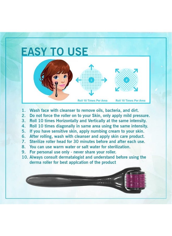 New Model Derma Roller Cosmetic Micro Needling Instrument With 540 Needles For Acne, Skin, Hair Loss, With Free Storage Case [ Pack Of 1 ] (Pink, 0.5Mm)