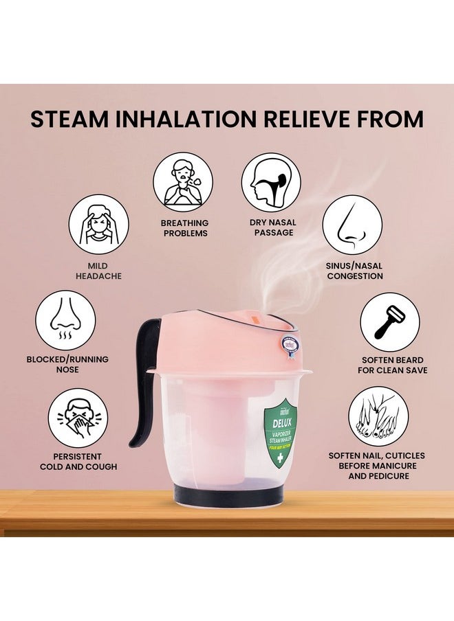 Professional Steamer For Cold & Cough|Facial Steamer For Face|Steam Inhaler|Steamer Vaporizer For Sinus & Nasal Congestion|Respiratory Care For Home & Medical Use For Adults|Pink|Pack Of 1