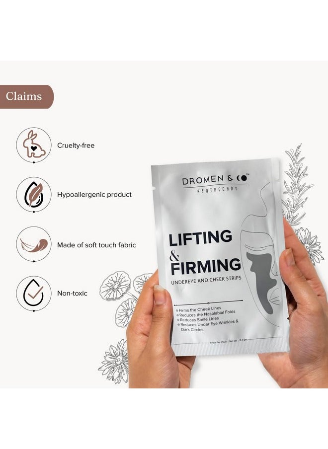 Lifting & Firming Undereye And Cheek Strips | Reduces Under Eye Wrinkles, Dark Circles & Smile Lines | Cheek Patch (Pack Of 5)