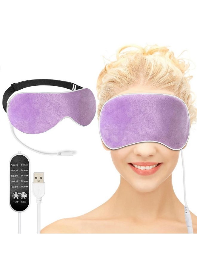 Polypropylene Heated Eye Mask, Usb Wired Eye Mask With Temperature & Time Control, Warm Eye Compress Heating Pad For Sleep, Relieve Eye Strain, Puffy Eyes(Purple)