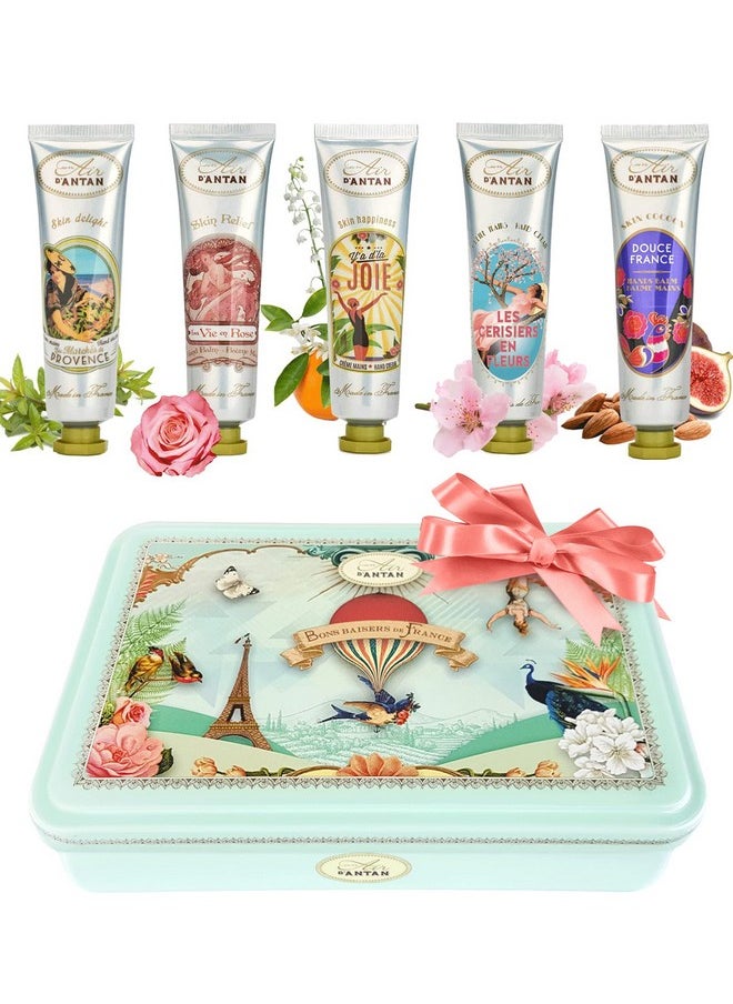 French Nails & Hand Cream Gift Set 5 Pc Lotion Gift Set For Women - Lotion Sets For Women Gift: Hand Cream Set With Shea Butter - Almond, Verbena, Floral, Rose, Almond, Cherry Blossom