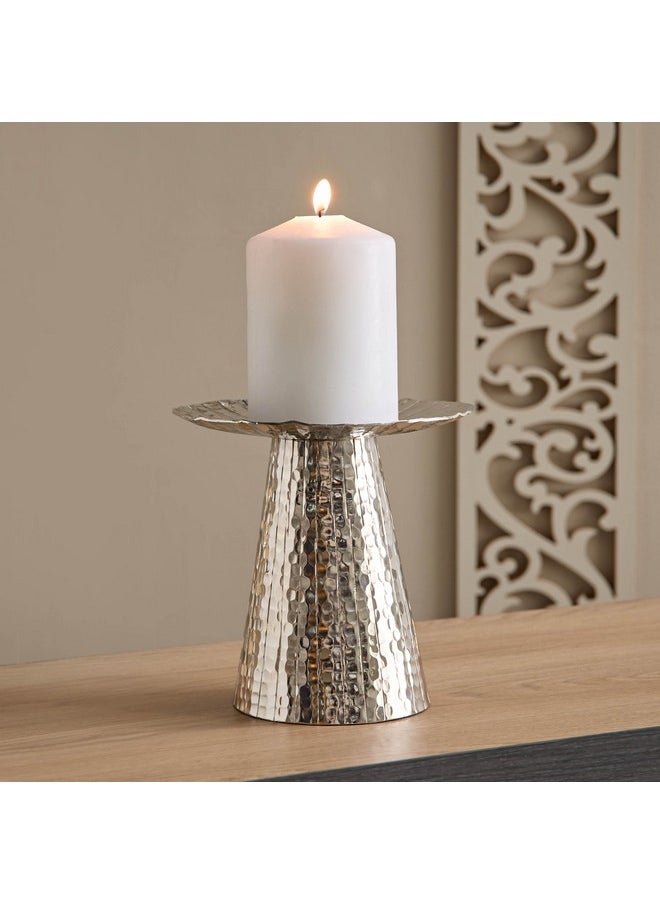 Ausie Aluminium Sparkle Ribbed Round Pillar Candle Holder 21 x 21 x 20 cm