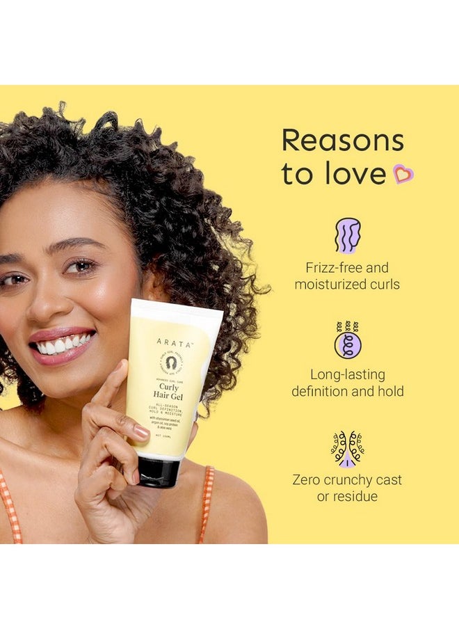Curl Gel For Frizzy, Wavy, Curly Hair | Natural Long-Lasting Hold & Definition | Tames Frizz | Aloe Vera, Abyssinian Seed Oil, Argan Oil & Soy Protein | No Sulphate,Paraben,Silicone | 150Ml X 1