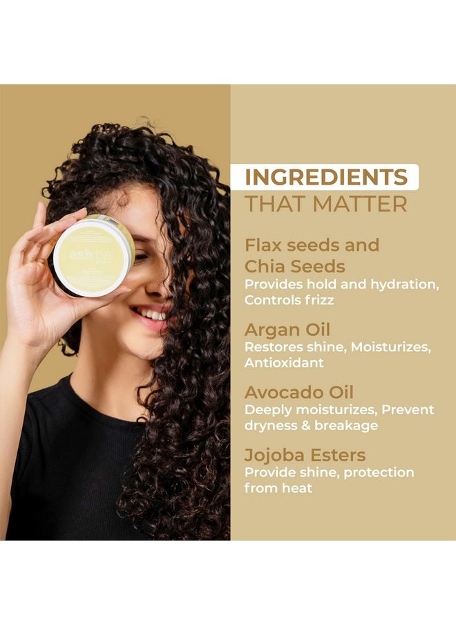 Flaxseed Curling Custard For Wavy, Curly, Frizzy & Coily Hair | Argan, Avacado Oil, Shea Butter | Provides Moisture, Controls Frizz, Strong Hold | Phthalates & Parabens Free (Gm, 200)