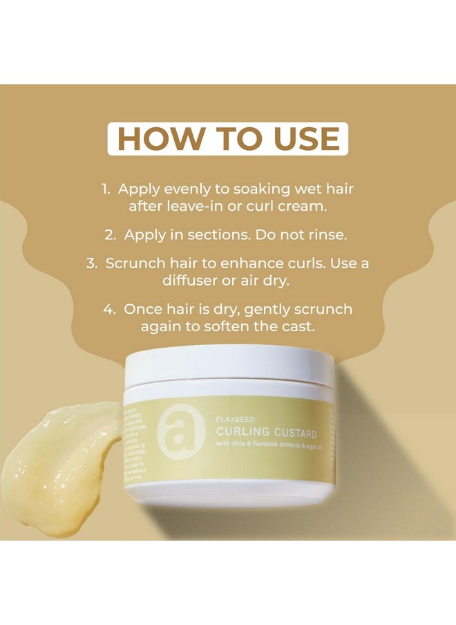 Flaxseed Curling Custard For Wavy, Curly, Frizzy & Coily Hair | Argan, Avacado Oil, Shea Butter | Provides Moisture, Controls Frizz, Strong Hold | Phthalates & Parabens Free (Gm, 200)