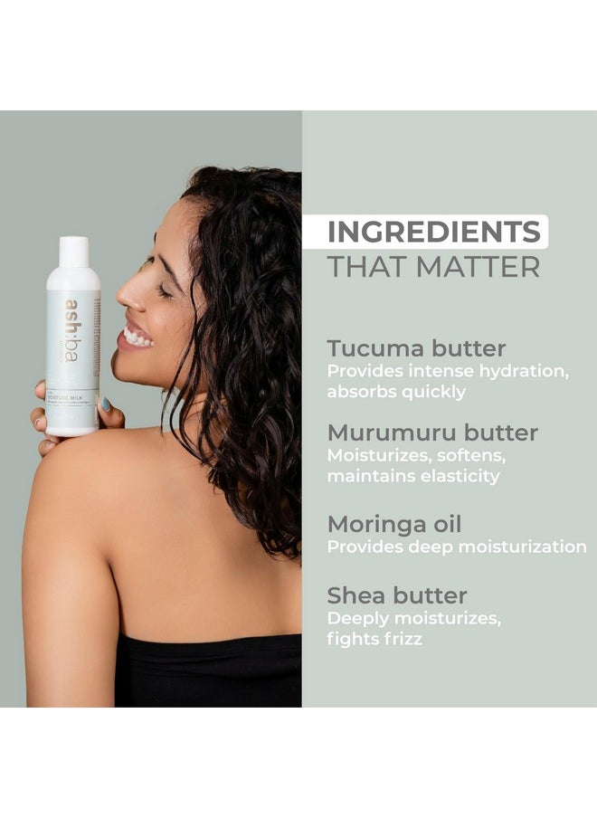 Curl Moisture Milk For Very Dry, Frizzy, Damaged, Curly & Wavy Hair | Leave In Cream With Moringa, Argan & Shea Butter For Deep Moisture, Frizz Control & Shine | For Men & Women - 100Ml