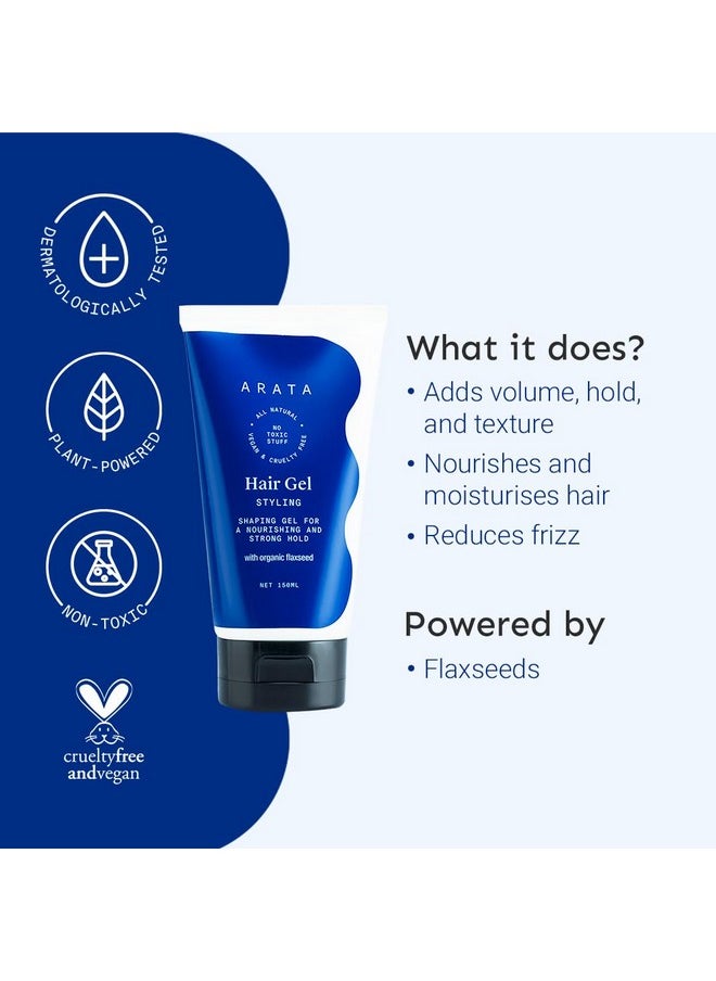 Styling Hair Gel For All Hair Types | Medium To Strong Hold | Tames Flyaways & Adds Definition | Creates Slicked-Back Looks, Adds Texture With Organic Flaxseeds | 150 Ml