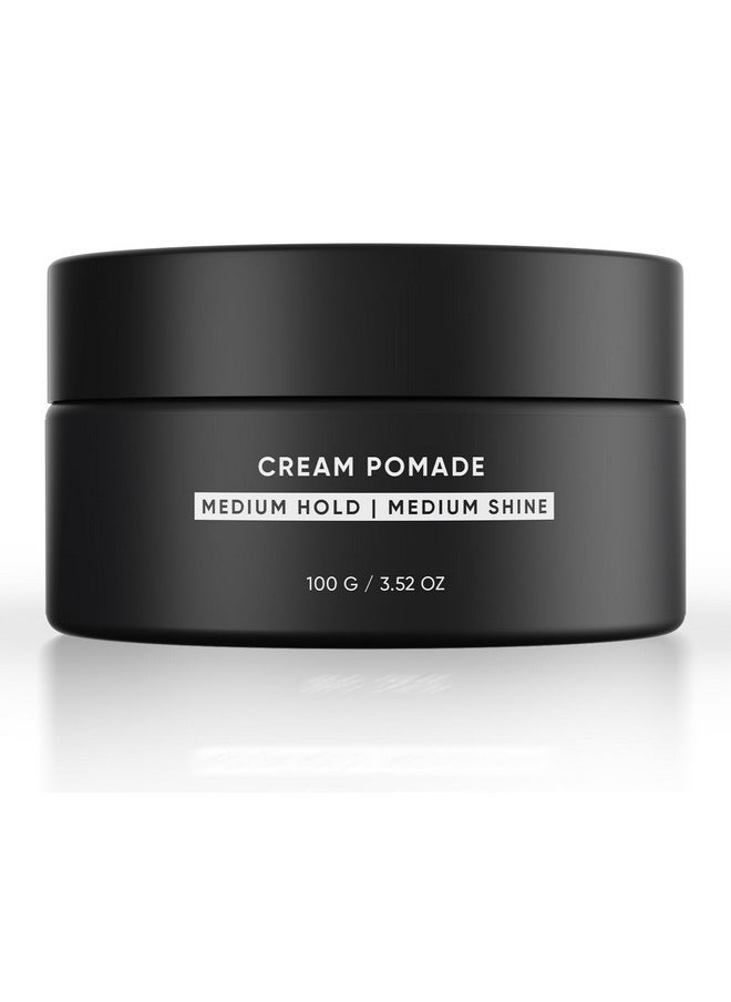 Cream Pomade For Men'S Hair, Medium Hold & Medium Shine Puck, Flexible Hold & Water-Based, Texturizes Hair, With Avocado Oil & Biotin (100G)