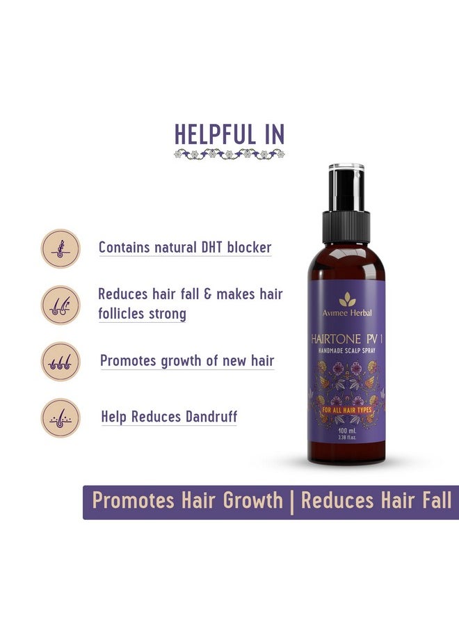 Hairtone Pv 1 Scalp Spray | Natural Dht Blocker & Fights Hair Fall | With Rosemary, Saw Palmetto, Amla, Methi & Bhringraj Extracts | Serum For Men & Women | 100 Ml