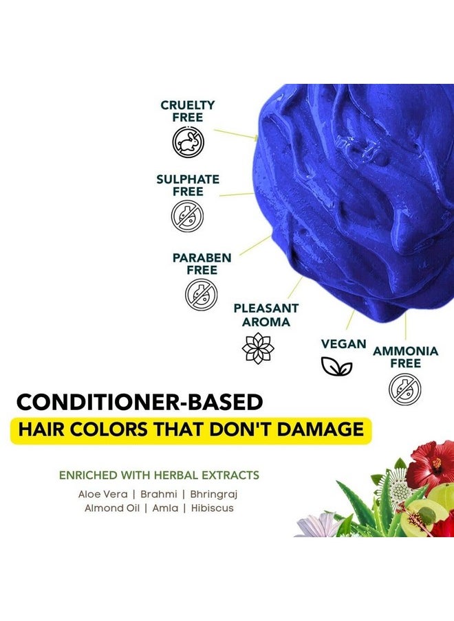 Semi-Permanent Rudolphi Blue Diy Conditioner Based Hair Colour Infused With Aloe-Vera, Bhringaraj, Brahmi, Almonds & Amla 120 Gm