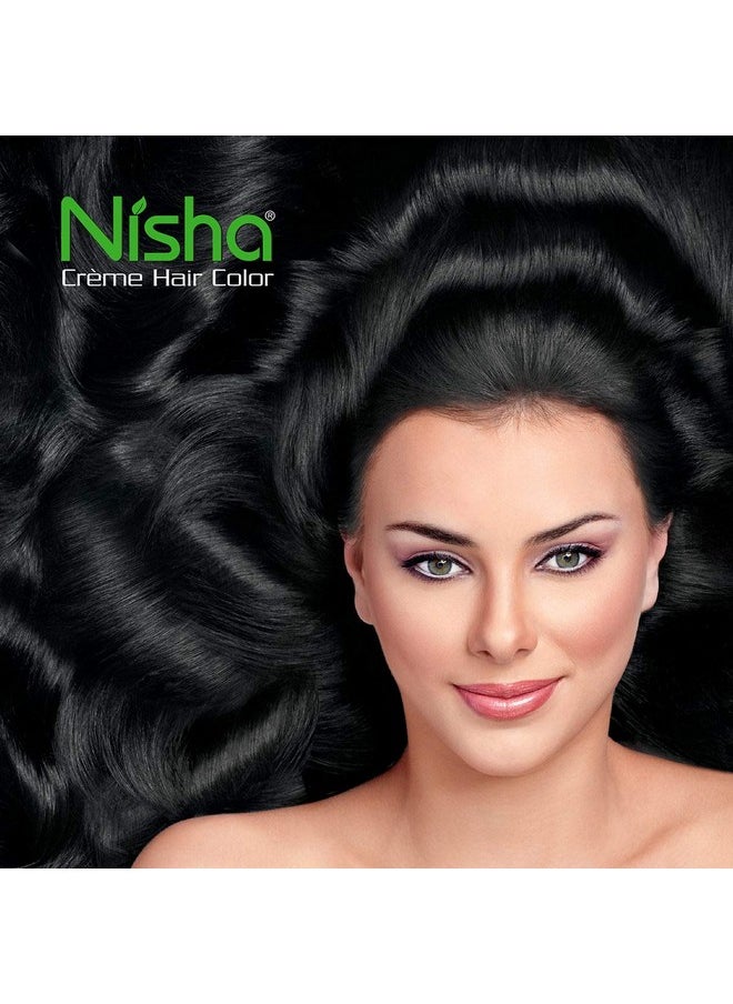 Hair Colour, No Ammonia Formula Creme Hair Color, 60Gm + 60Ml - Black Shade 1.0 (Pack Of 3)