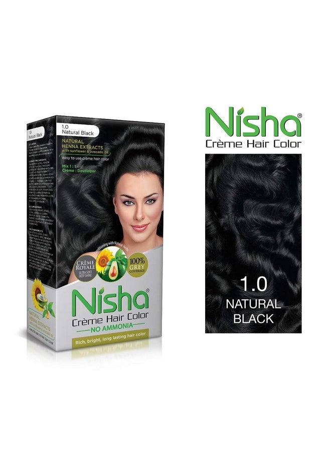 Hair Colour, No Ammonia Formula Creme Hair Color, 60Gm + 60Ml - Black Shade 1.0 (Pack Of 3)