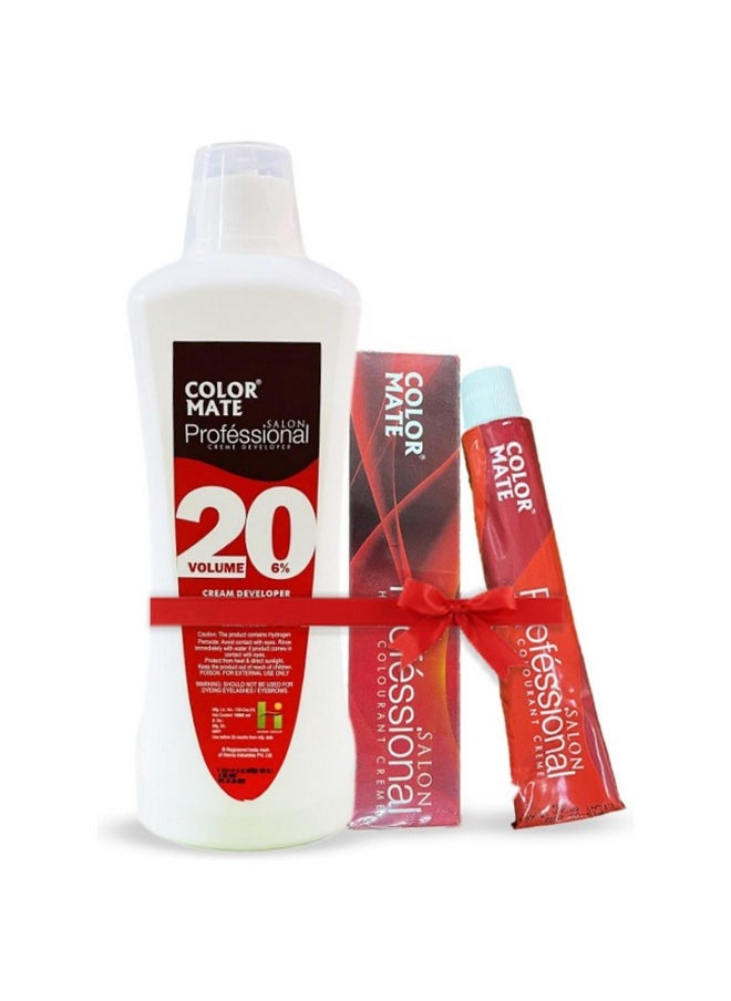 Salon Professional Hair Colourant Creme (2 Tubes) 80G + Hair Colour Developer 20 Vol 6% | 1000 Ml Combo. (Dark Brown 3.0)