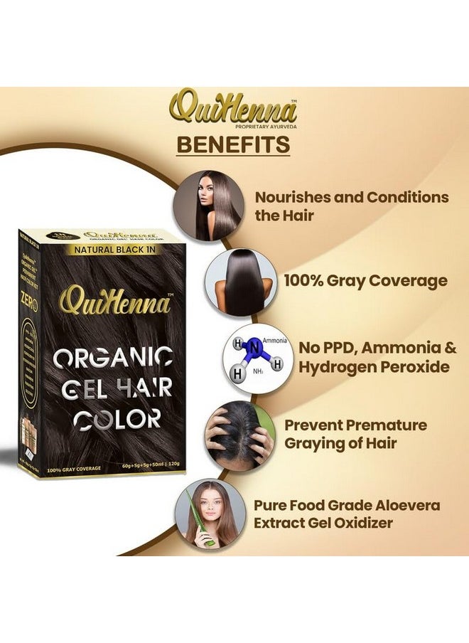 Quikhenna Organic Hair Colour Gel 1N Natural Black - Ppd & Ammonia Free Permanent Natural Hair Color, 100% Grey Coverage, Long Lasting Gel Colour For Men & Women, 120Gm