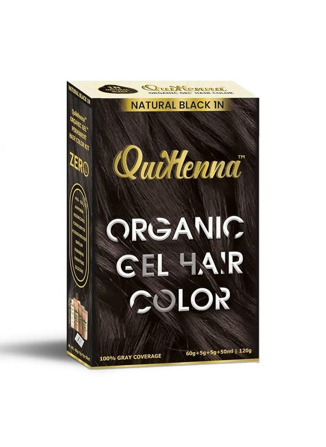 Quikhenna Organic Hair Colour Gel 1N Natural Black - Ppd & Ammonia Free Permanent Natural Hair Color, 100% Grey Coverage, Long Lasting Gel Colour For Men & Women, 120Gm