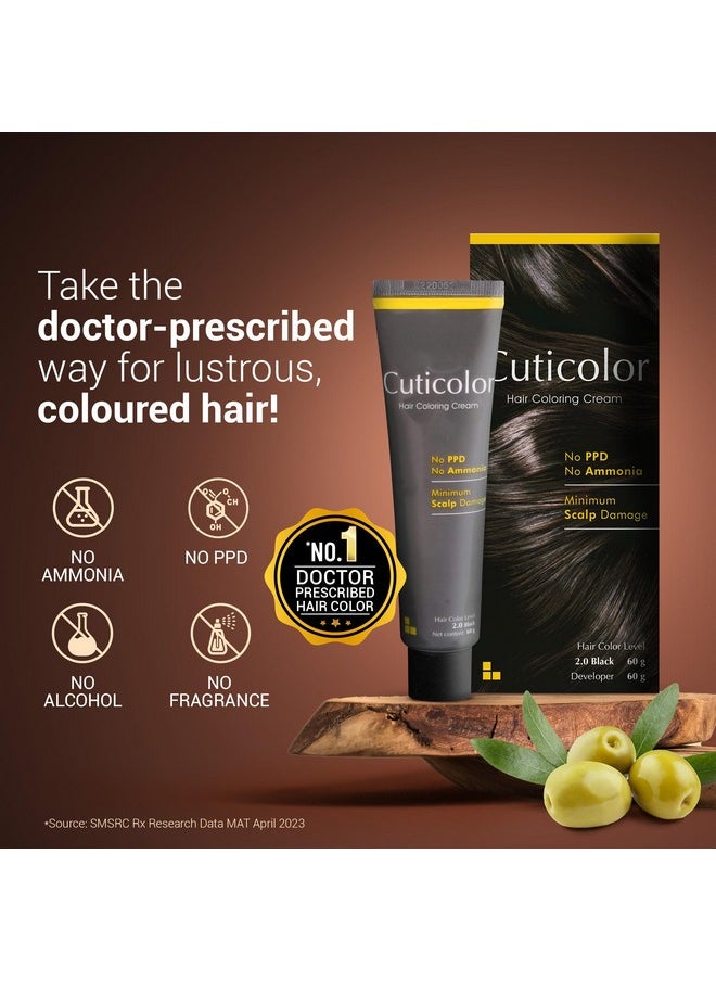 Permanent Hair Color Cream|#1 Dr Prescribed|Suitable For Sensitive Skin|Eco Mechanism To Preserve Scalp Health|No Ammonia|No Ppd|Enriched With Portulaca & Boseivela Extract - Dark Brown(60G)