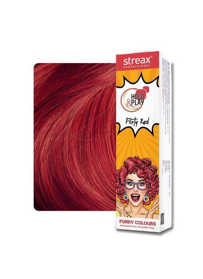 Hold & Play Funky Colour, Flirty Red | Vibrant Semi-Permanent Hair Colour | Ammonia Free, Peroxide Free, 100G