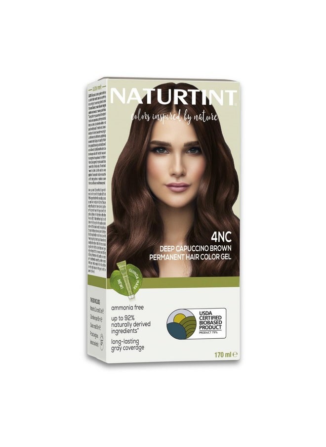 Permanent Hair Colour 4Nc Deep Cappuccino Brown 170 Ml | 92% Natural Ingredients | 100% Grey Coverage Long Lasting Hair Colour | Usda Certified | Ammonia Free Vegan Hair Color Gel