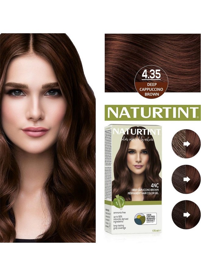 Permanent Hair Colour 4Nc Deep Cappuccino Brown 170 Ml | 92% Natural Ingredients | 100% Grey Coverage Long Lasting Hair Colour | Usda Certified | Ammonia Free Vegan Hair Color Gel