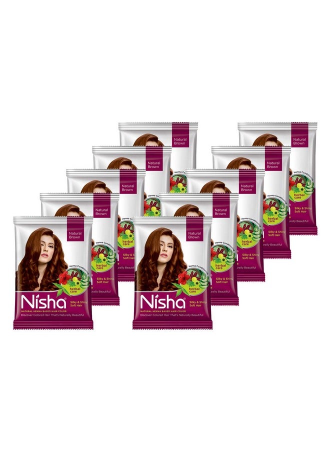 Henna Based Hair Color Packet No Ammonia Long Lasting (30 G (Pack Of 10), Natural Brown)