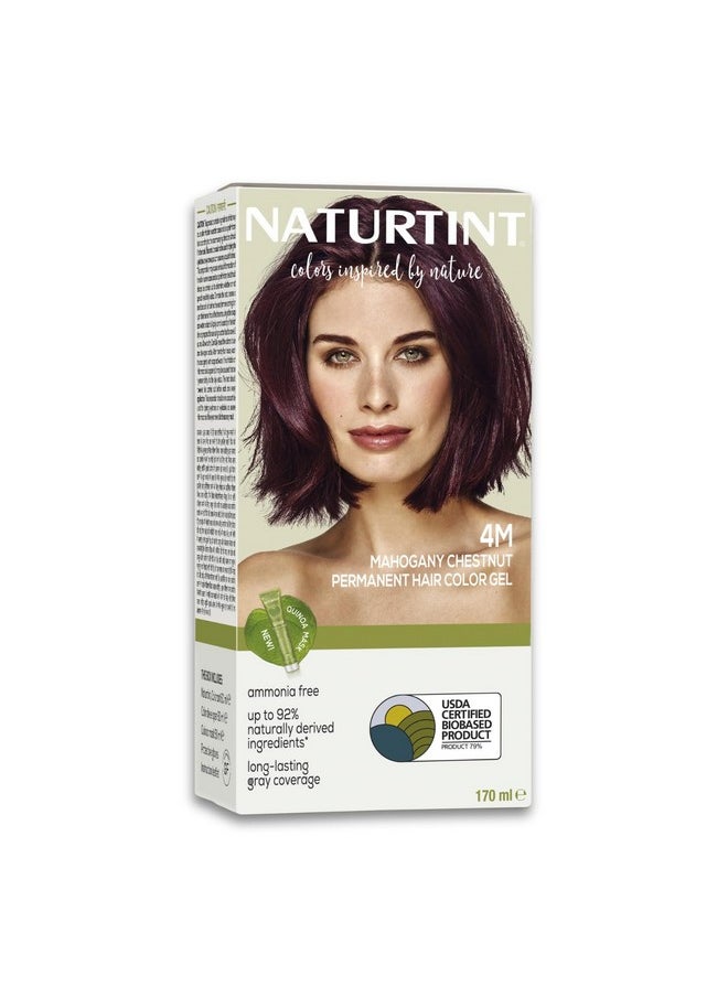 Permanent Hair Colour Mahogany Brown 4M | 92% Natural Ingredient | 100% Grey Coverage Long Lasting Hair Color | Usda Certified | Ammonia Free Vegan Hair Color Gel 4M Mahogany Chestnut 170 Ml