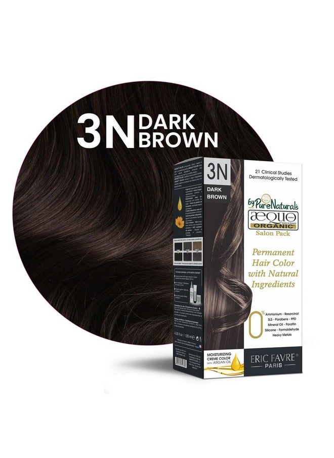 Aequo Organic Cream Salon Pack Hair Colour 3N Dark Brown For Men And Women,120 Ml| 100% Grey Coverage| Ppd & Ammonia Free