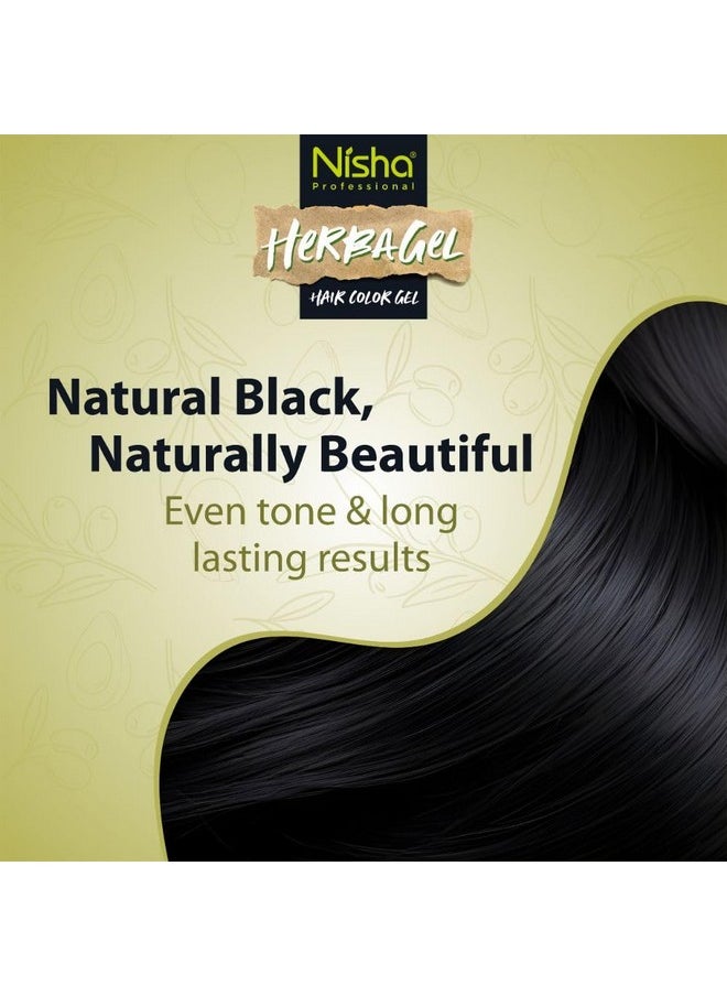 Herba Gel Hair Colour Gel, Original Black 1 Litre | No Ammonia, No Stain, Non-Drip Vegan Formula | Permanent Hair Colour & Hair Dye | 100% Grey Coverage & Long-Lasting Shine