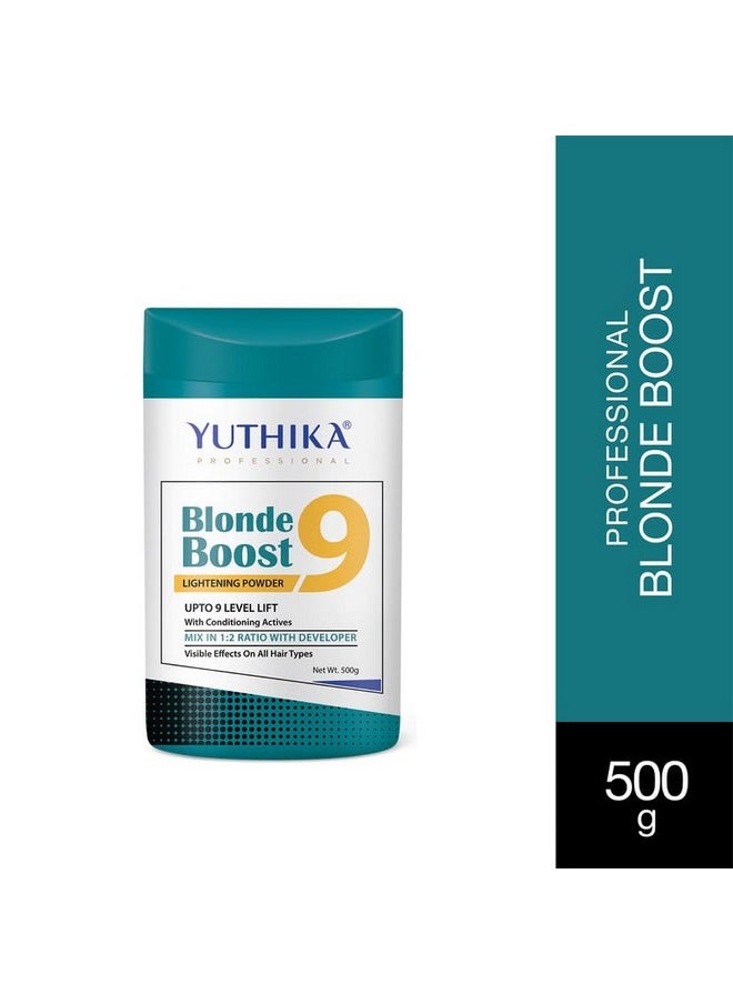 Professional Blonder Powder For Hair 500G, Blonde Boost Hair Lightning Powder With Conditioning Actives, Upto 9 Levels Lift, Visible Effect On All Hair Types