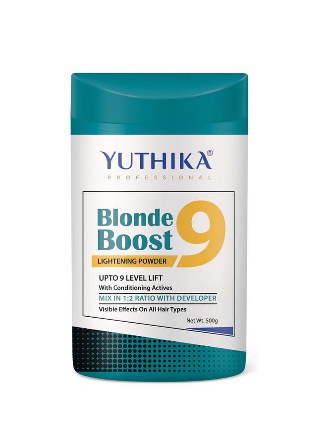 Professional Blonder Powder For Hair 500G, Blonde Boost Hair Lightning Powder With Conditioning Actives, Upto 9 Levels Lift, Visible Effect On All Hair Types