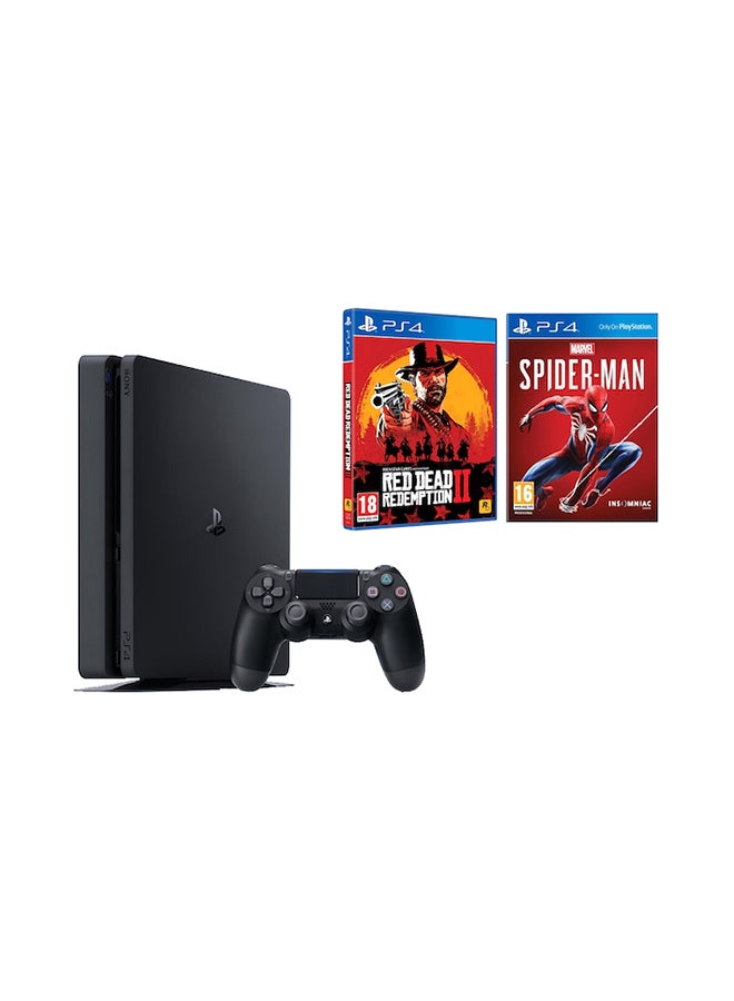 PlayStation 4 Slim 1TB Console With 2 Games (Red Dead Redemption 2 And Spider-Man)