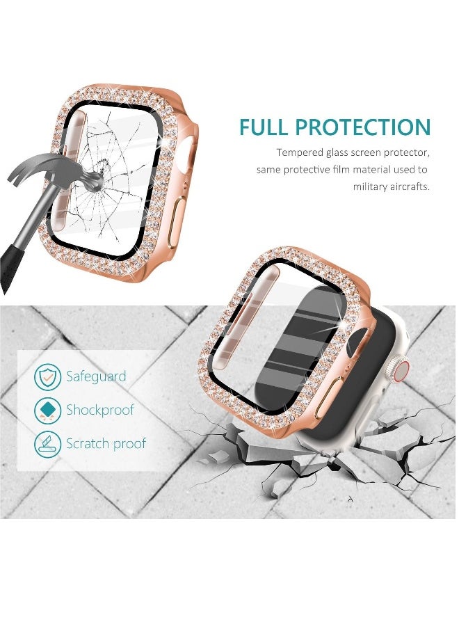 Watch Case Compatible with Apple Watch 7, 5 Pcs Bling Cover Diamond Bumper, 41mm Case for Apple Watch Series 7 (Rose Gold / Pink / Black / Silver / Clear)